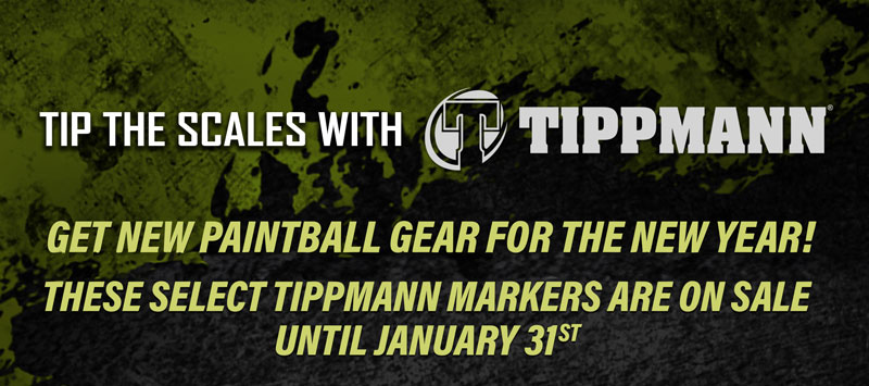 Une vente sur une sélection de marqueurs Tippmann jusqu'en janvier 2024. Cliquez sur l'image pour voir la liste des marqueurs en vente et achetez ceux que vous souhaitez. 